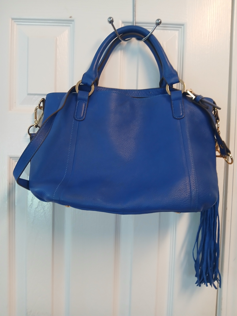 Women's Royal Blue Leather Satchel Handbag